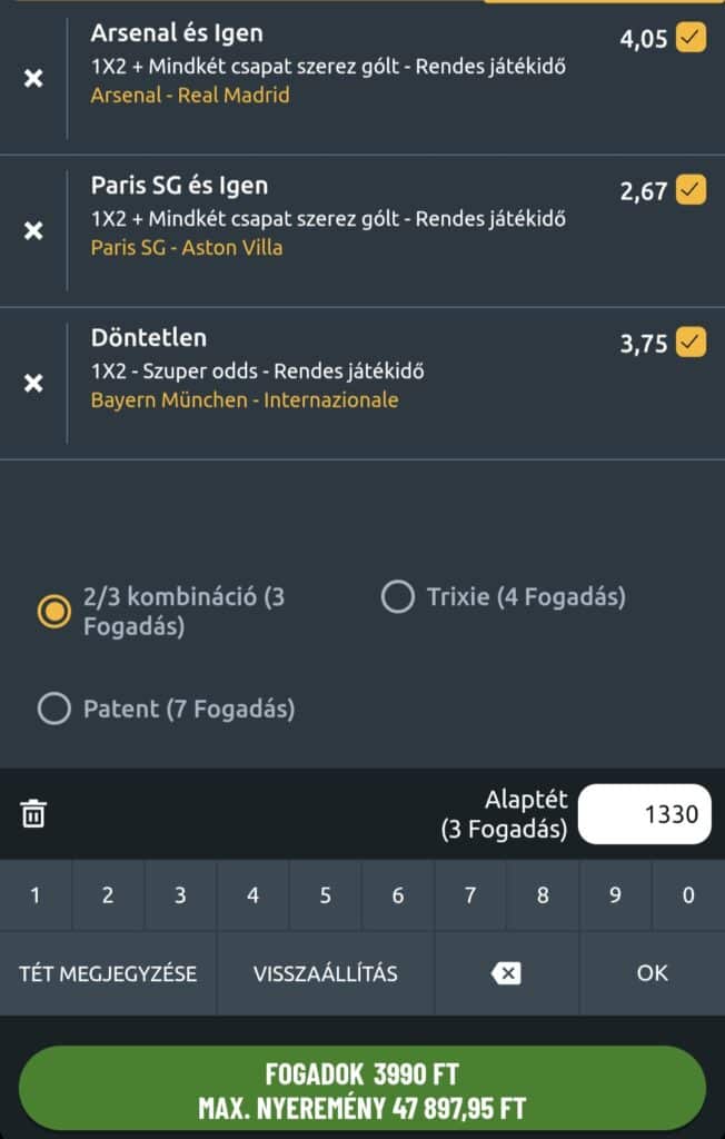 Bajnokok Ligája tippmix szelvényünk - 2/3 - 04.08.