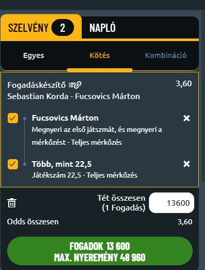 sebastian korda - fucsovics márton élő közvetítés