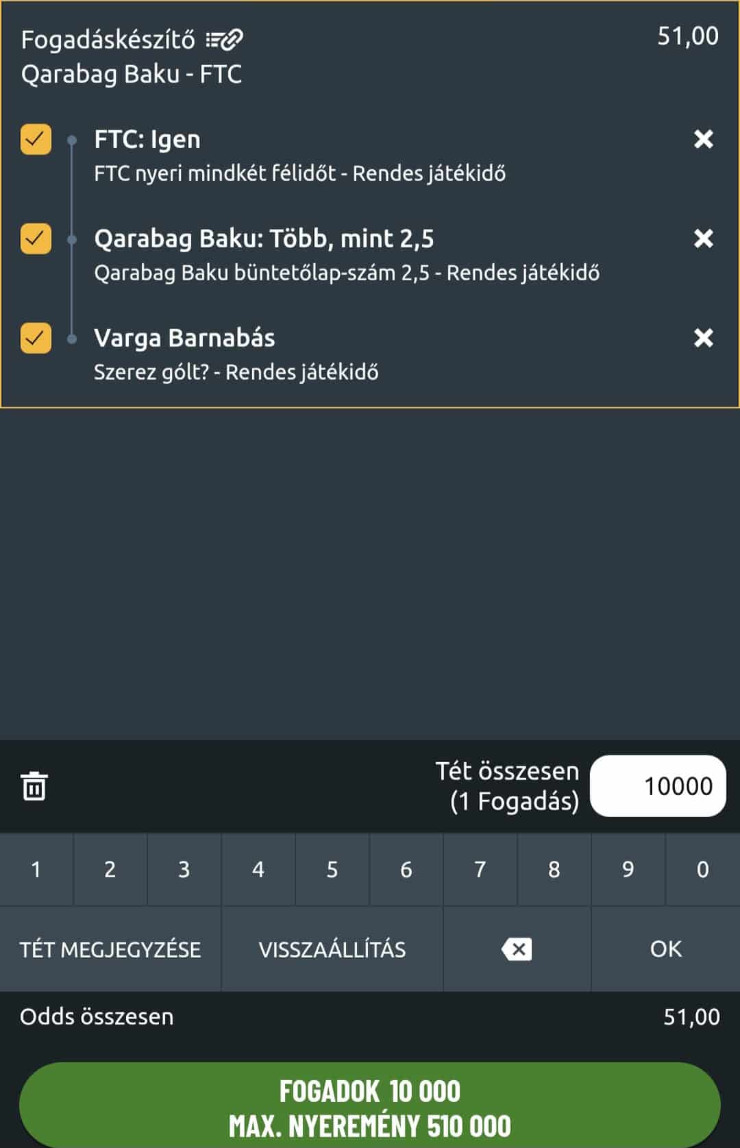 Qarabag - FTC tippmix fogadáskészítő