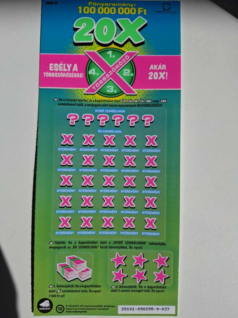 20x sorsjegy betűk értéke, ára, nyeremények, vélemények