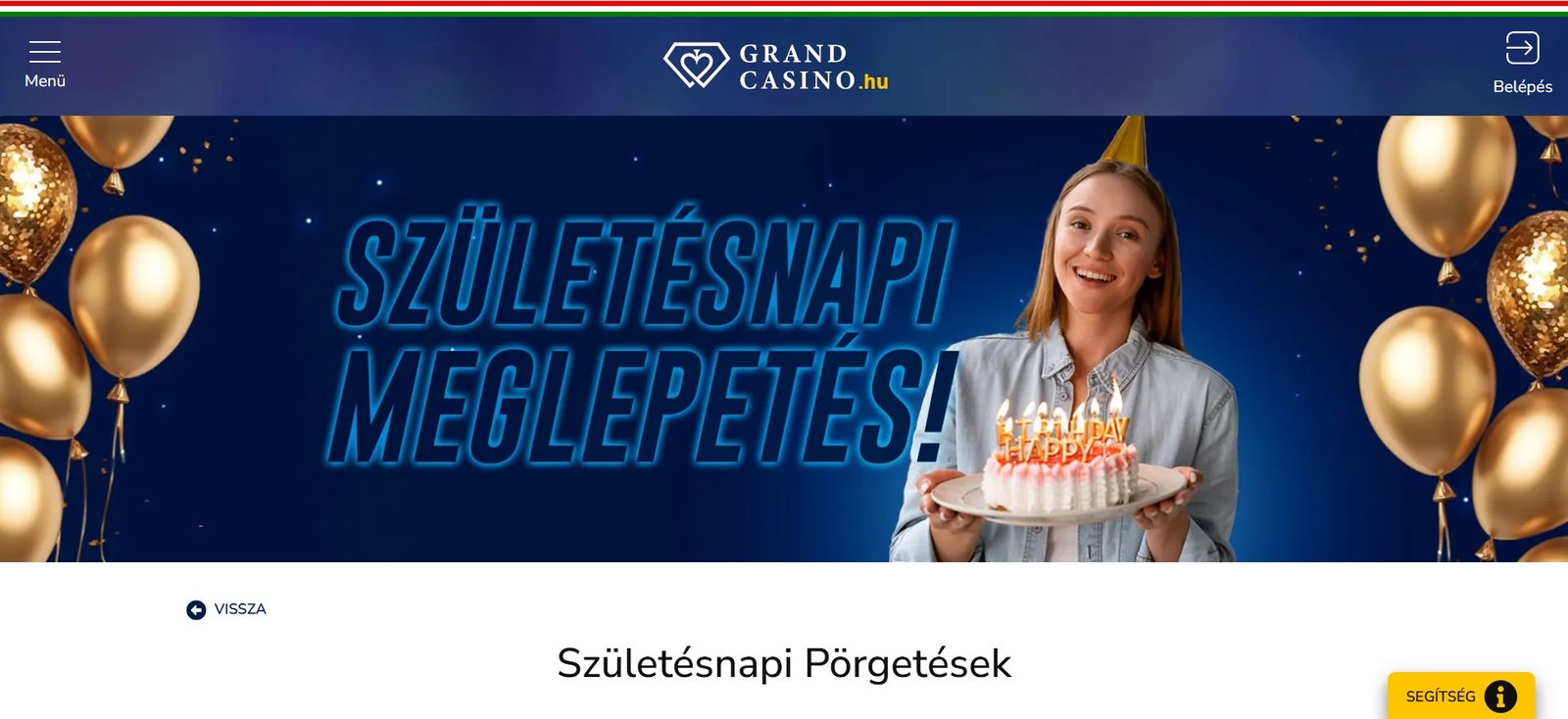 A Grand Casino online felülete, melyen különböző bónuszok és promóciók láthatók, beleértve a befizetés nélküli ajánlatokat is.