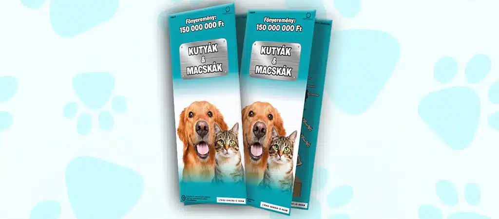kutyák és macskák sorsjegy betűk értéke, ár, nyeremények és vélemény.jpg