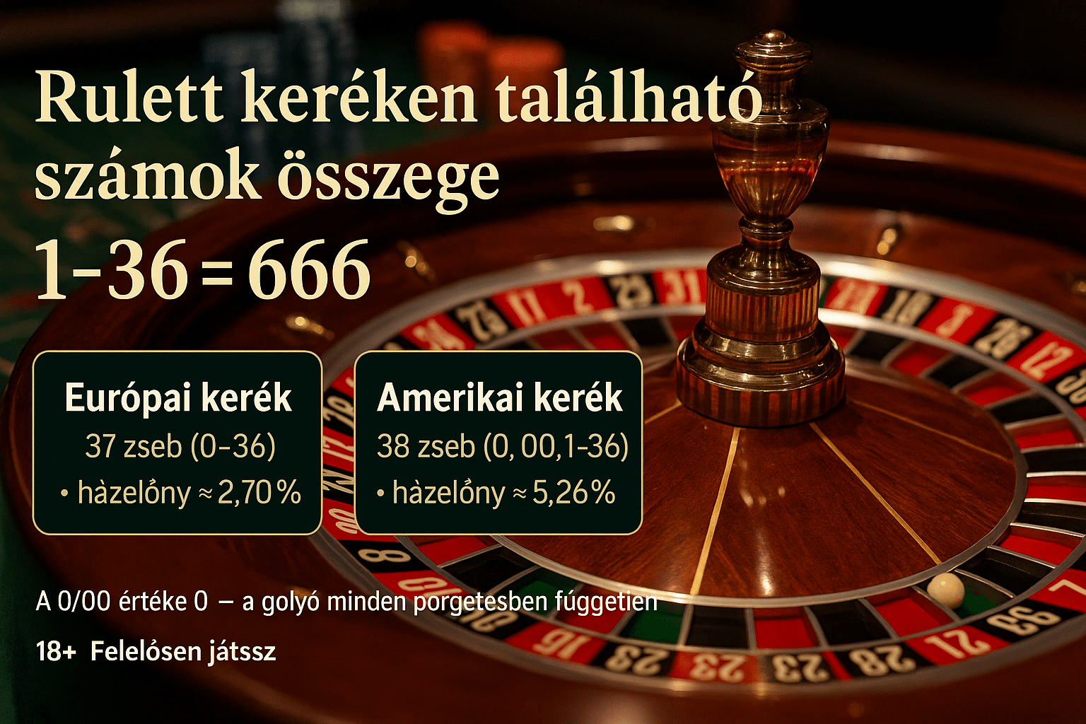 rulett keréken található számok összege 666