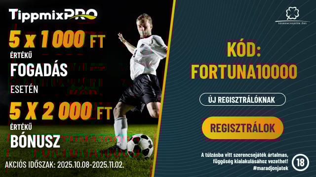 Tippmixpro FORTUNA10000 bónuszkód