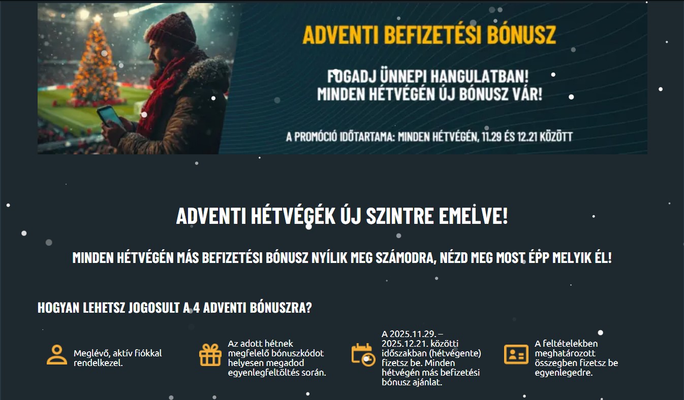 tippmixpro adventi bónuszkód befizetési bónusz