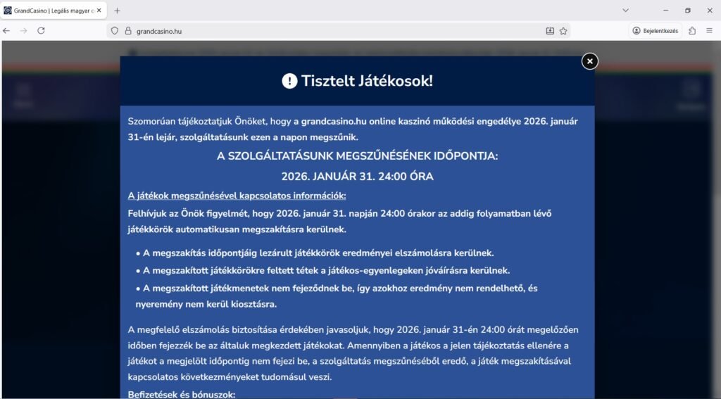 Grand Casino Online Kezdőképernyő